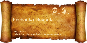 Prohaska Hubert névjegykártya
